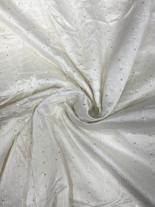 Allover Embroidered Sequins Butti Viscose Fabric ( 58" Inch Width )