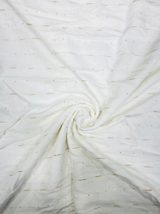 Pure Muslin Zari Slub Fabric, GSM: 75 ( 58" Inch Width )